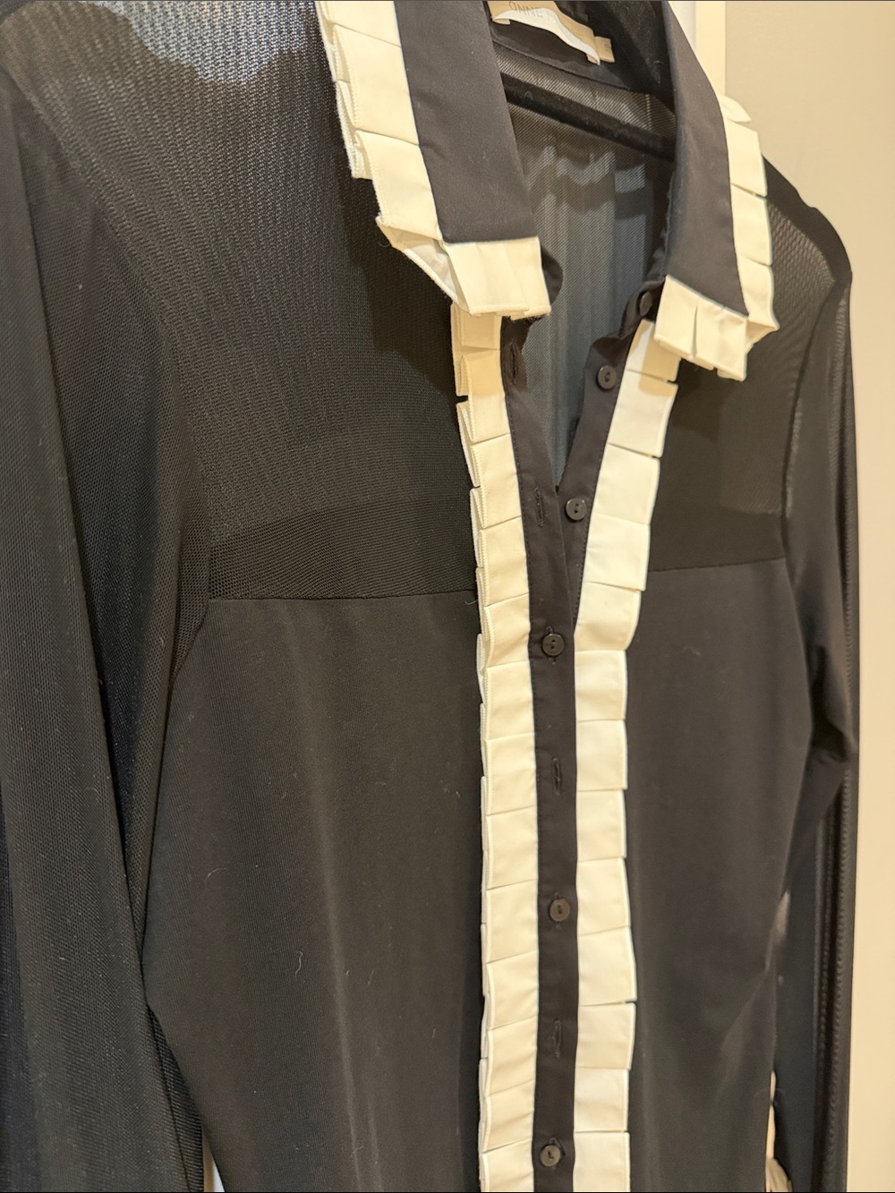 Anne Fontaine Black Blouse with White Trim - Picture 6 of 6